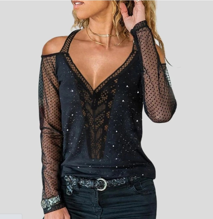 Lara | Top Scollo a V in Pizzo Cucito