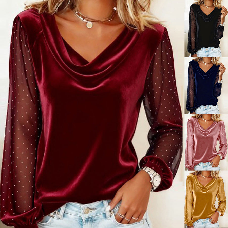 Lara | T-shirt in velluto con scollo a V