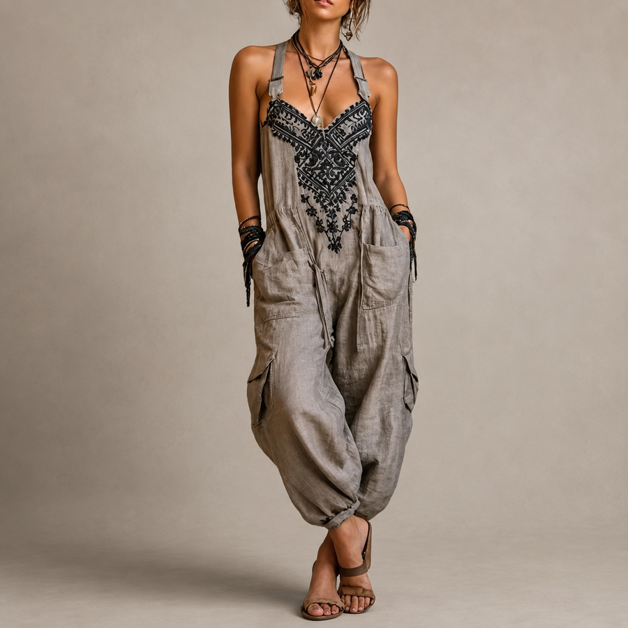 Valentina – Tuta intera boho con scollo all'americana