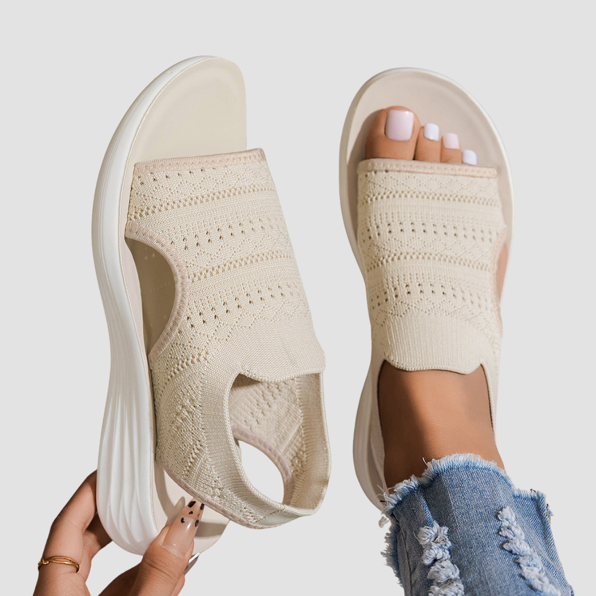 Sara | Sandali con plateau in maglia traspirante da donna