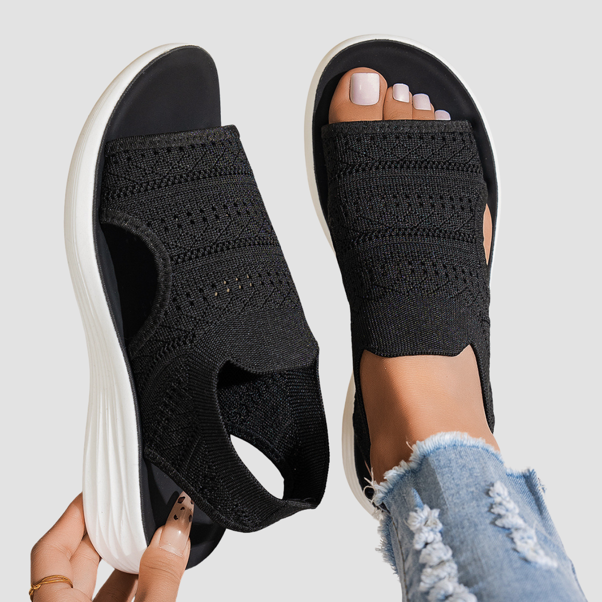 Sara | Sandali con plateau in maglia traspirante da donna