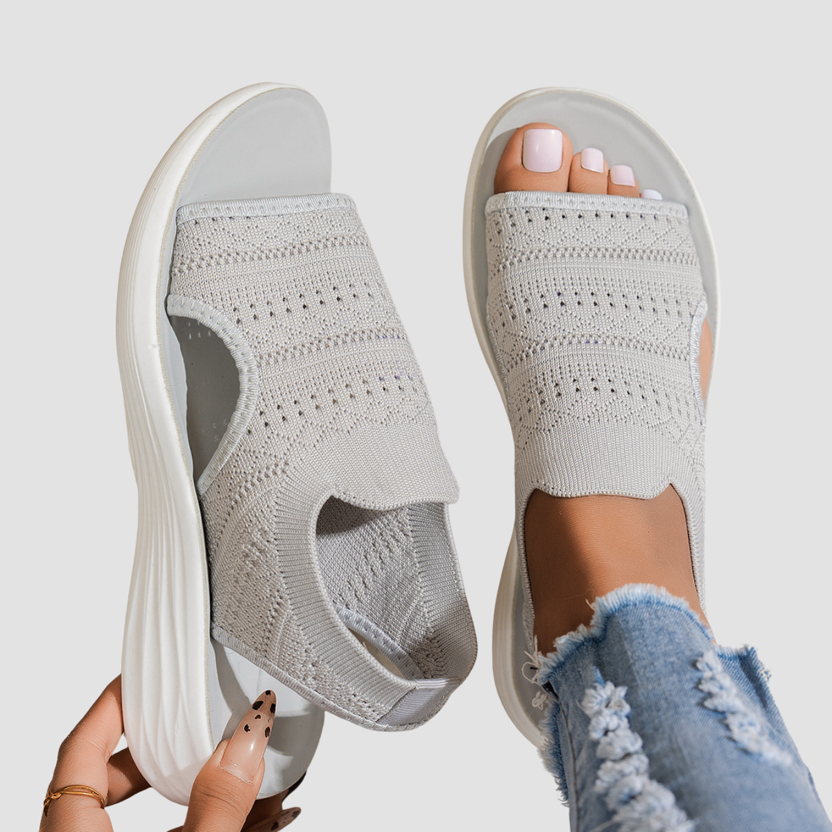 Sara | Sandali con plateau in maglia traspirante da donna