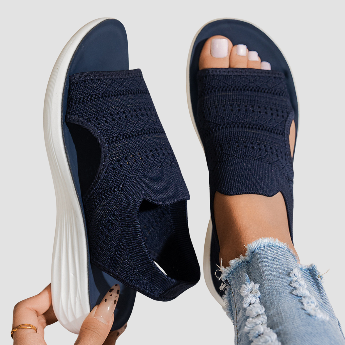 Sara | Sandali con plateau in maglia traspirante da donna