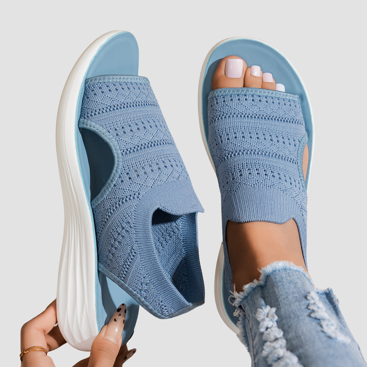 Sara | Sandali con plateau in maglia traspirante da donna