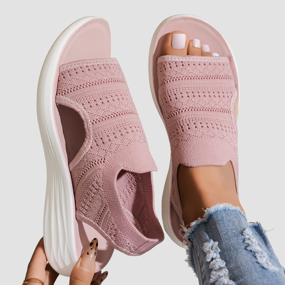 Sara | Sandali con plateau in maglia traspirante da donna