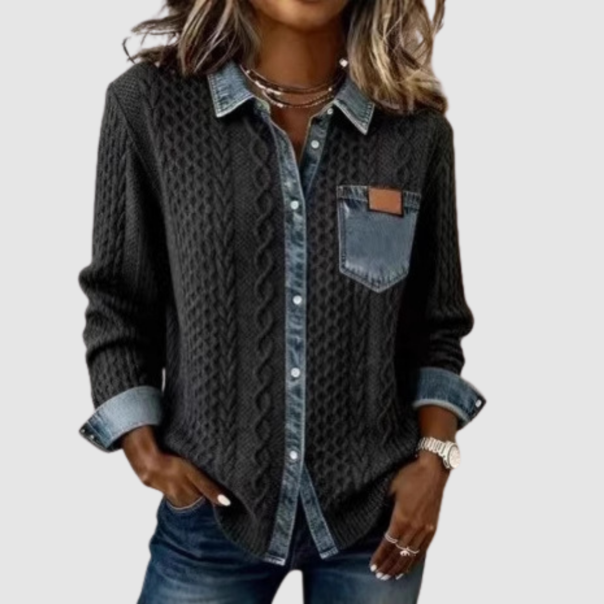 Tova | Denim patchwork a maglia