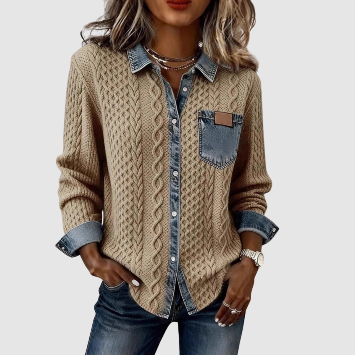 Tova | Denim patchwork a maglia