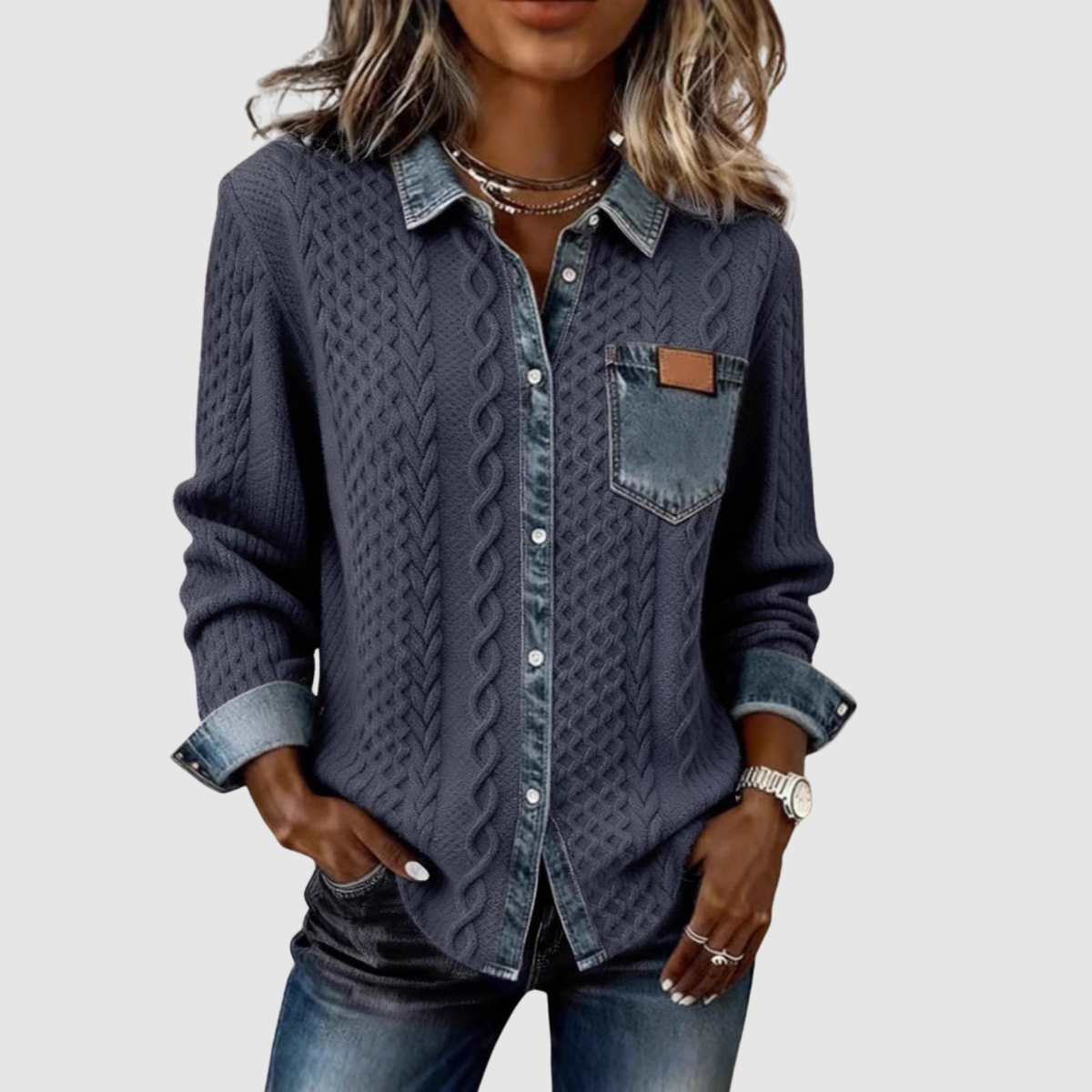 Tova | Denim patchwork a maglia