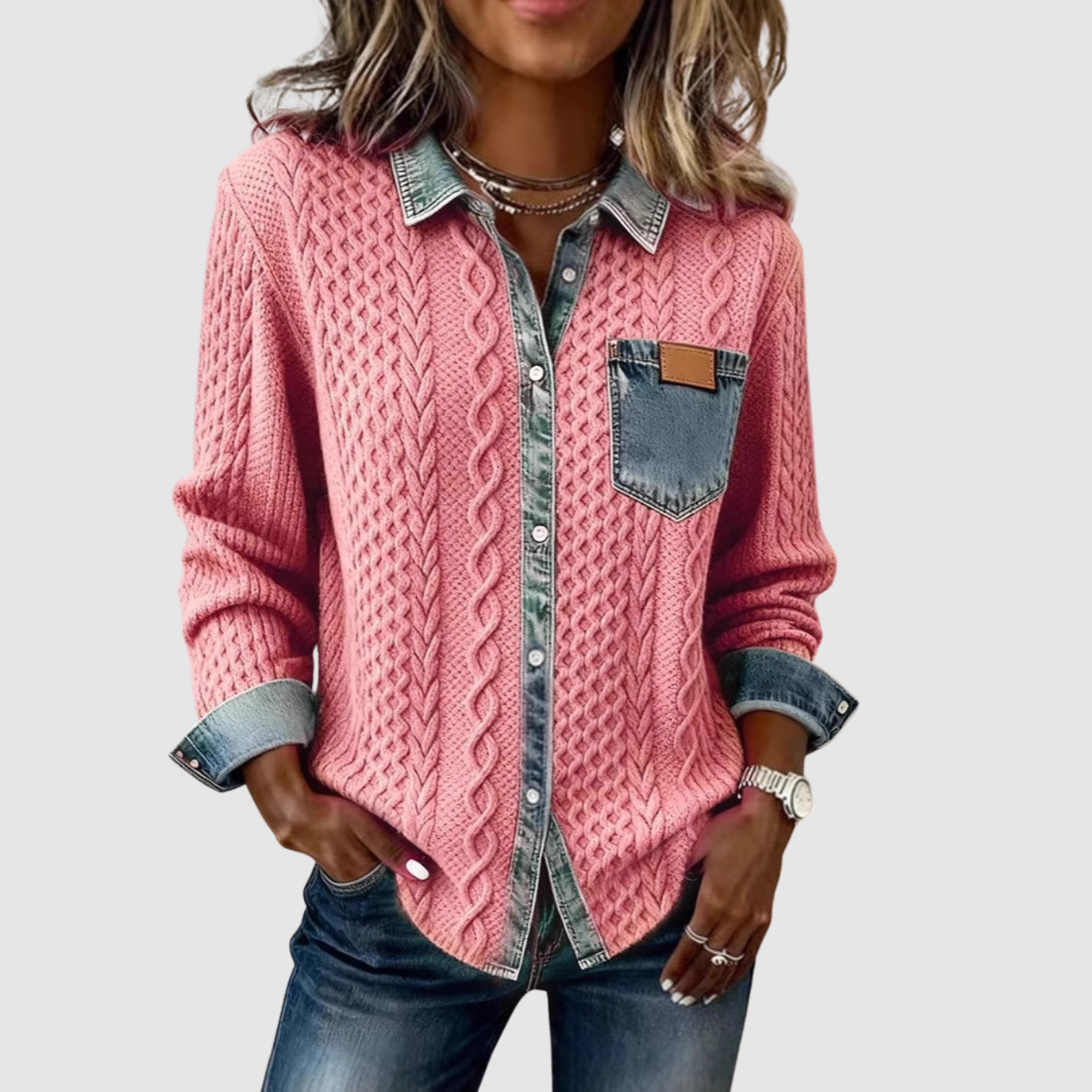 Tova | Denim patchwork a maglia
