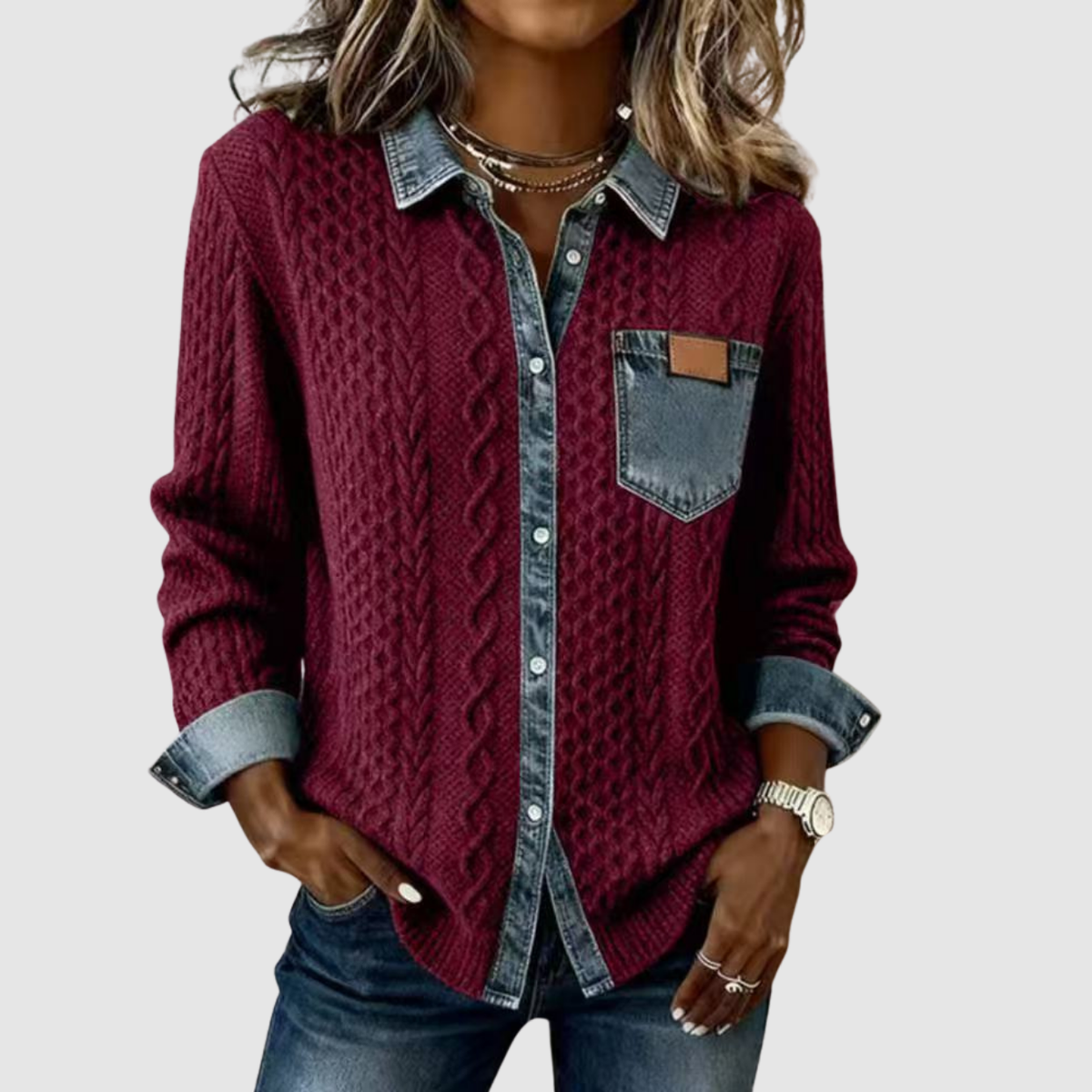 Tova | Denim patchwork a maglia