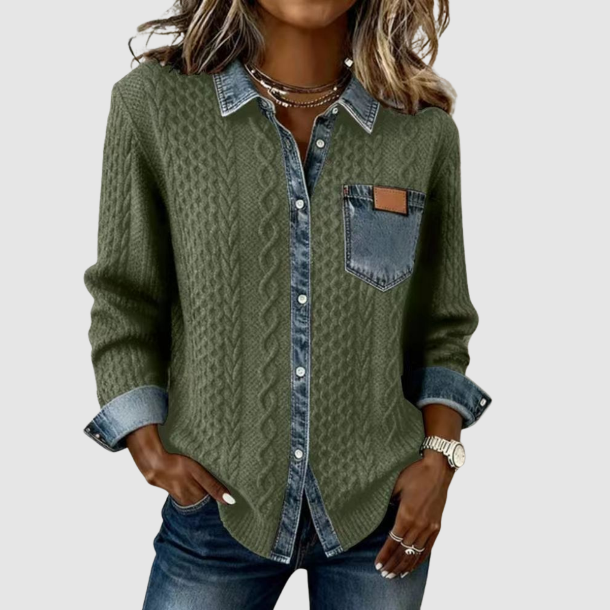Tova | Denim patchwork a maglia