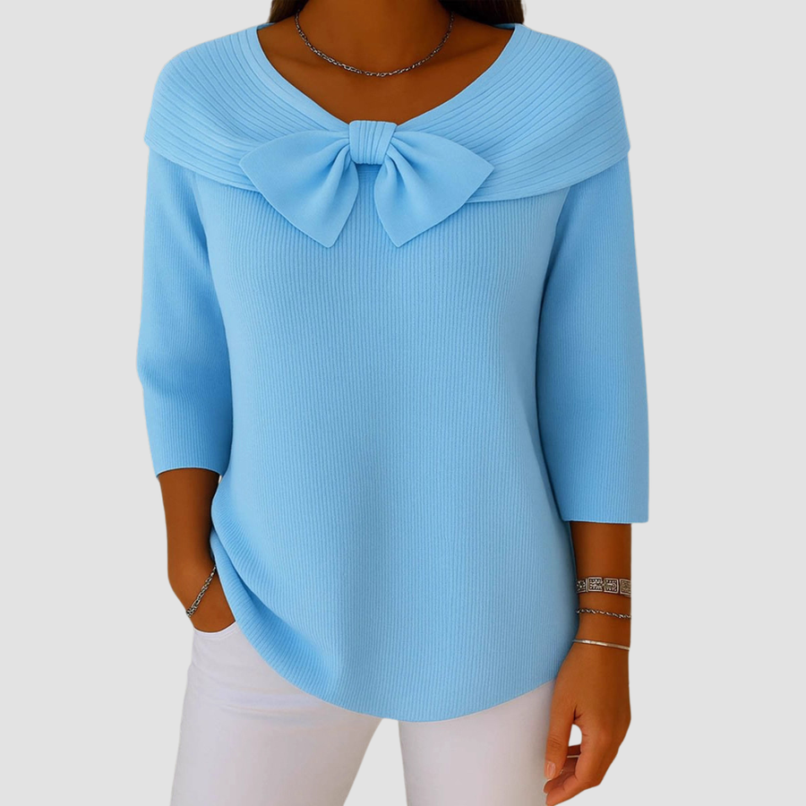 Maglione con fiocco lavorato a maglia