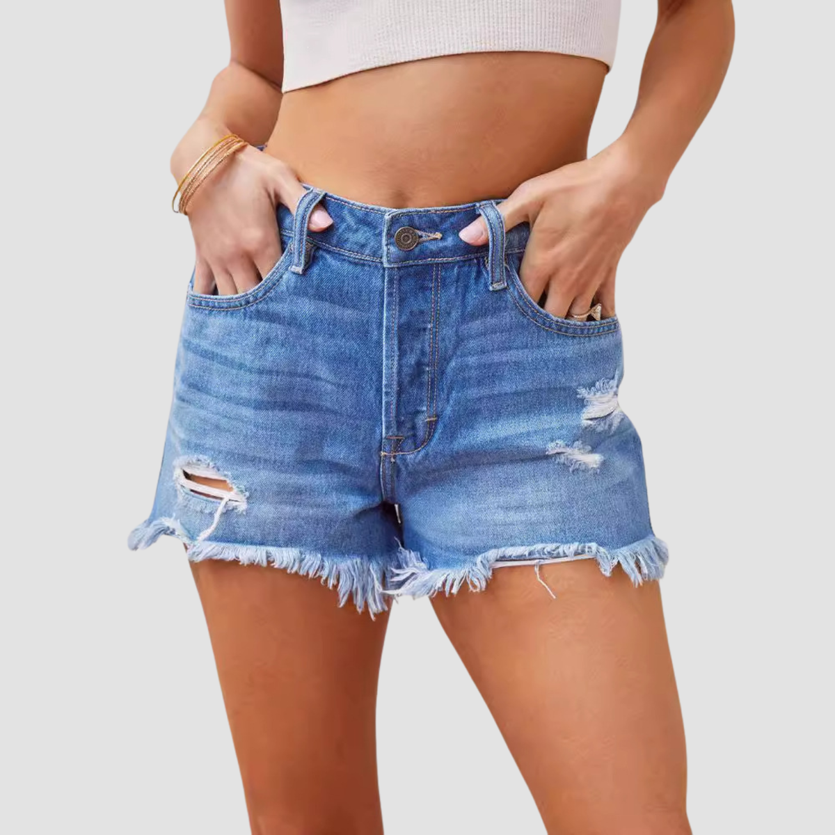 Mara | Pantaloncini in denim strappati