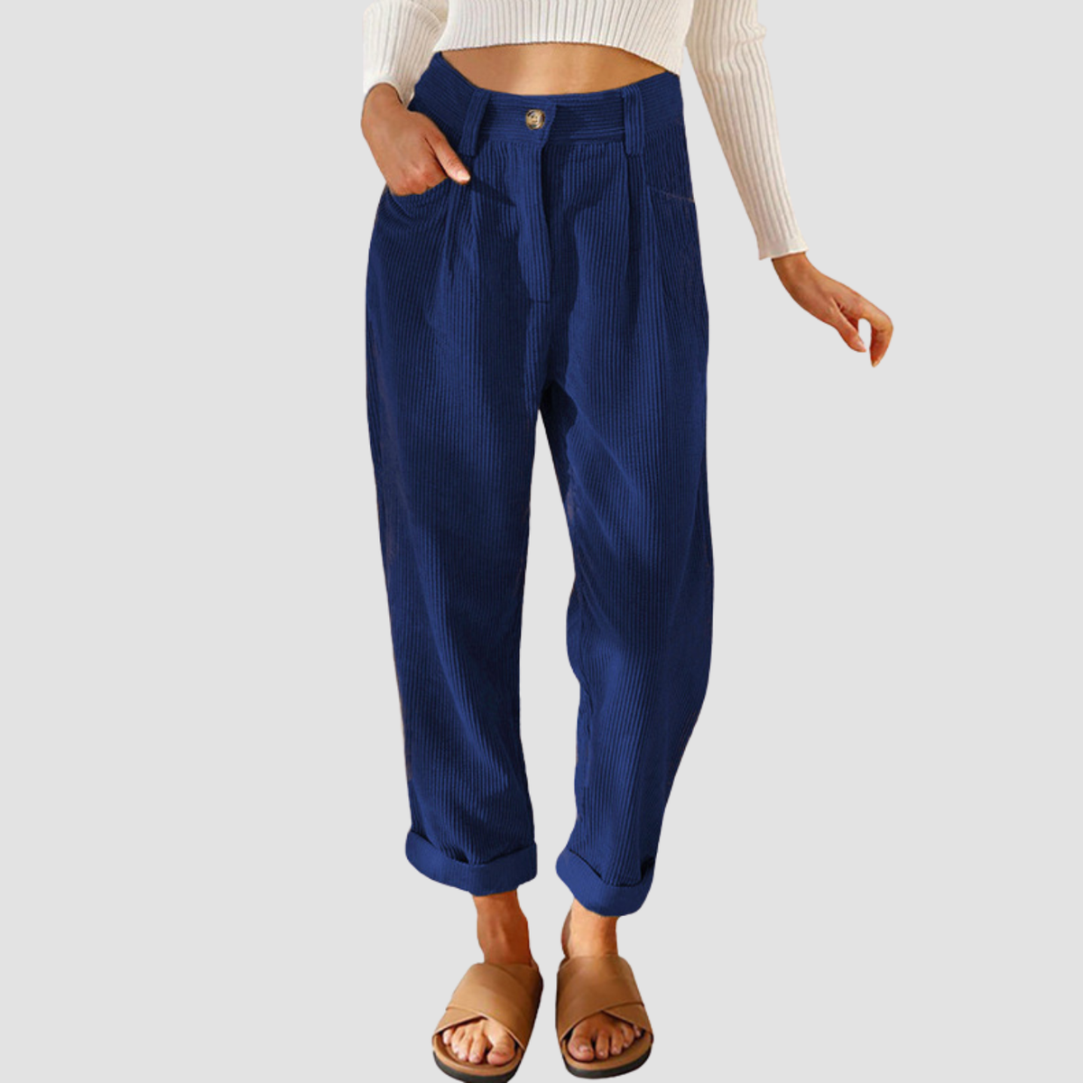 Nero | Pantaloni dritti in velluto a costine
