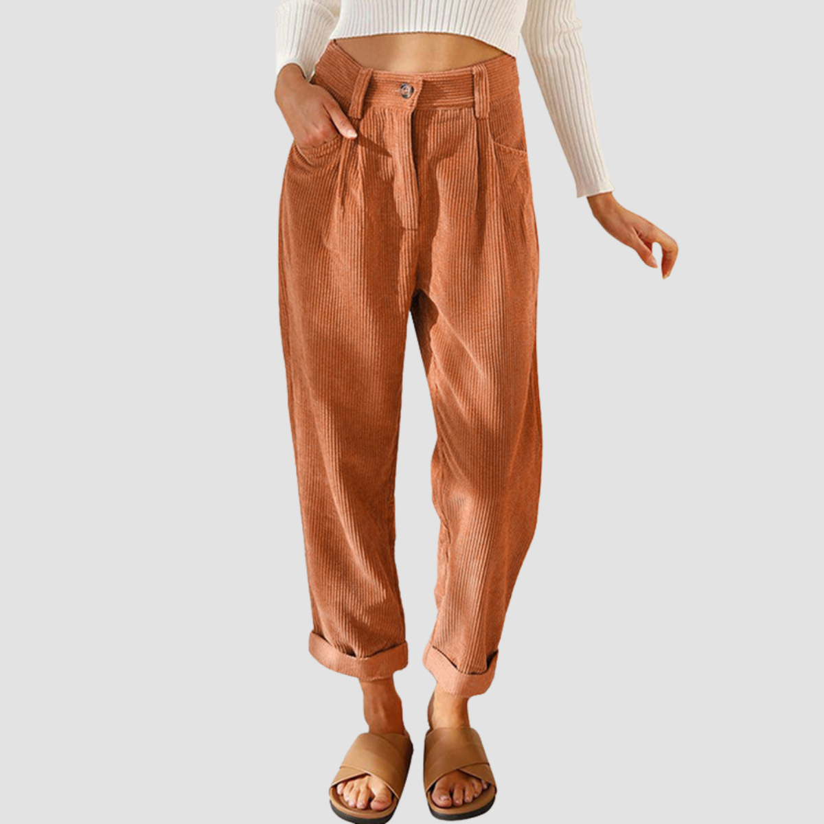 Nero | Pantaloni dritti in velluto a costine