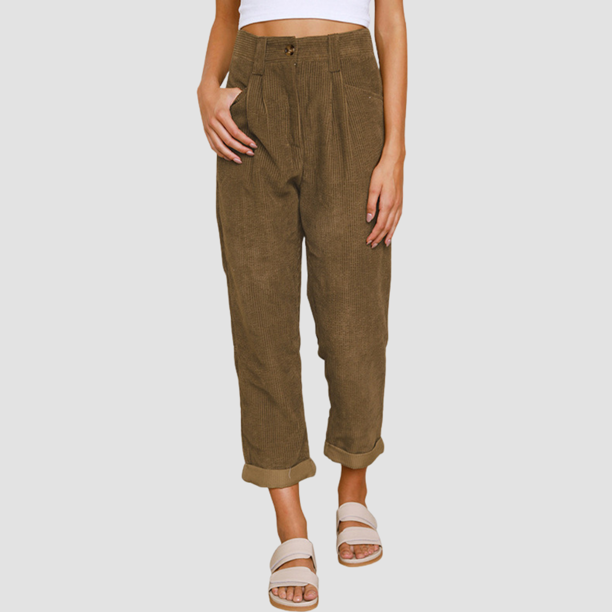 Nero | Pantaloni dritti in velluto a costine