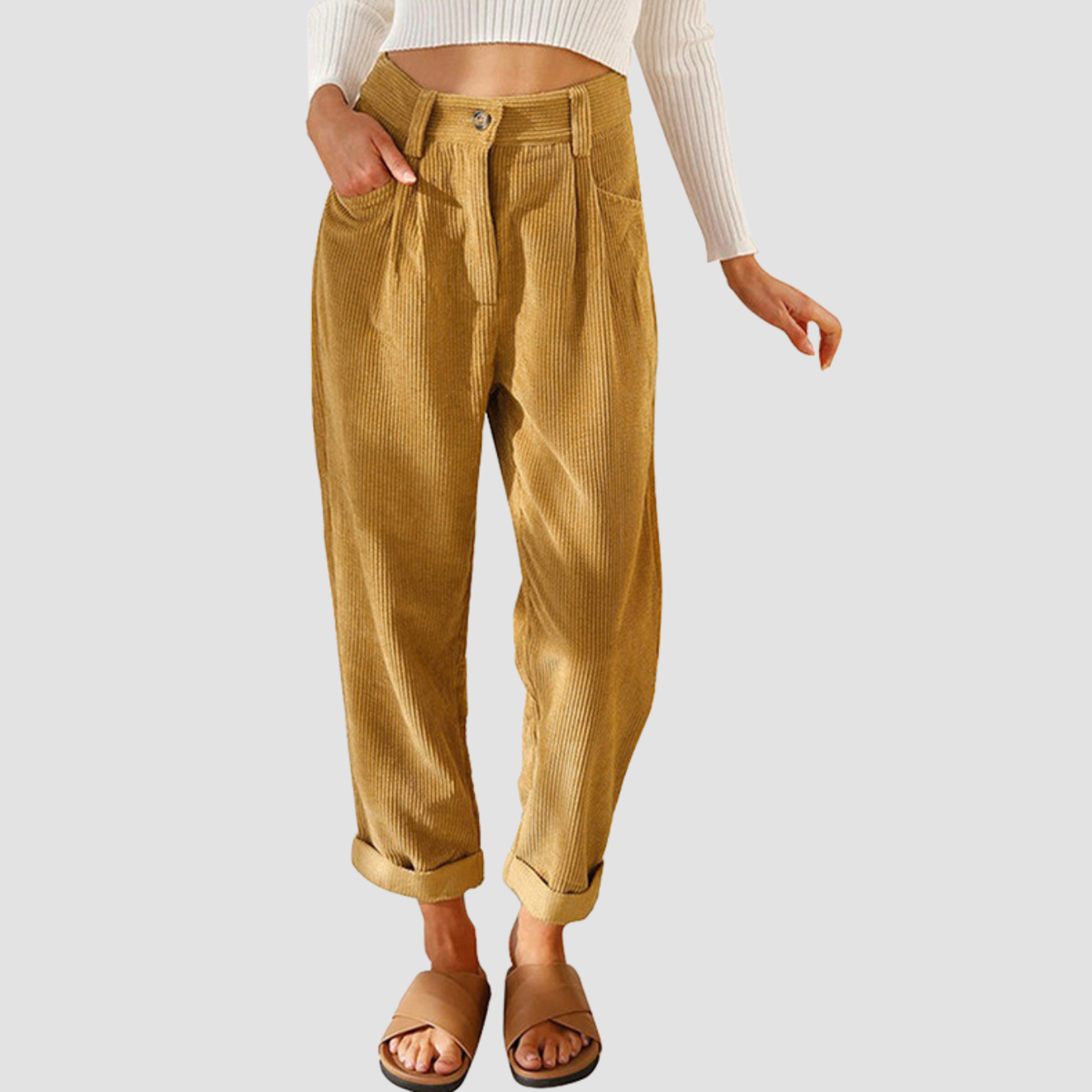 Nero | Pantaloni dritti in velluto a costine