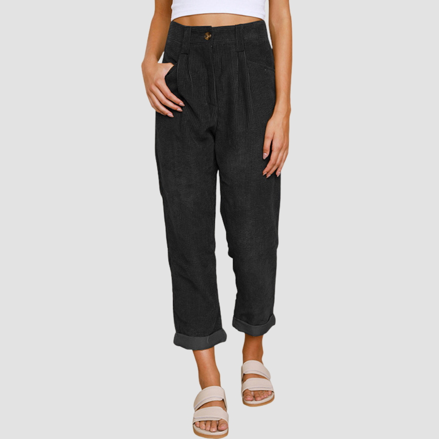 Nero | Pantaloni dritti in velluto a costine