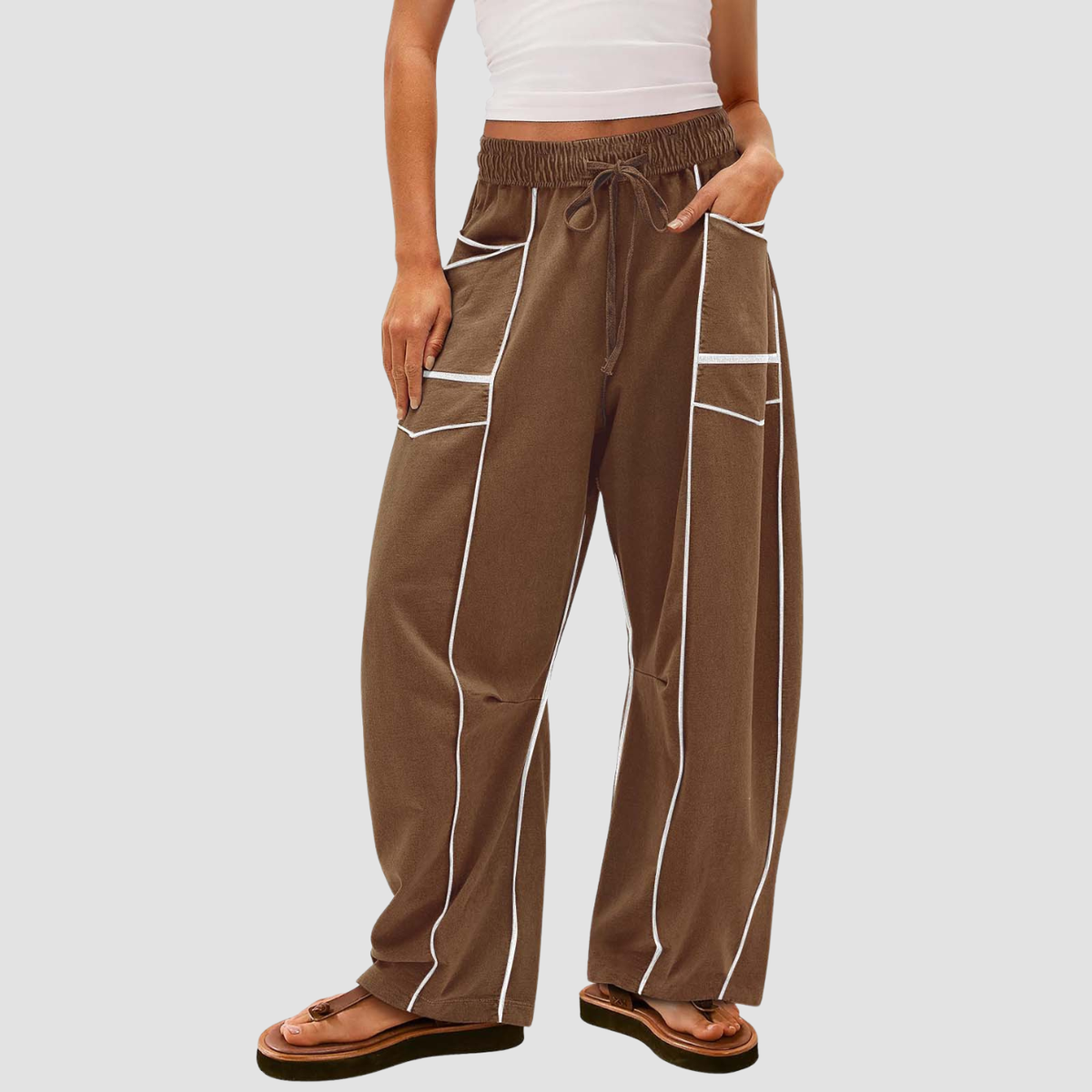 Noir | Pantaloni a gamba larga a righe