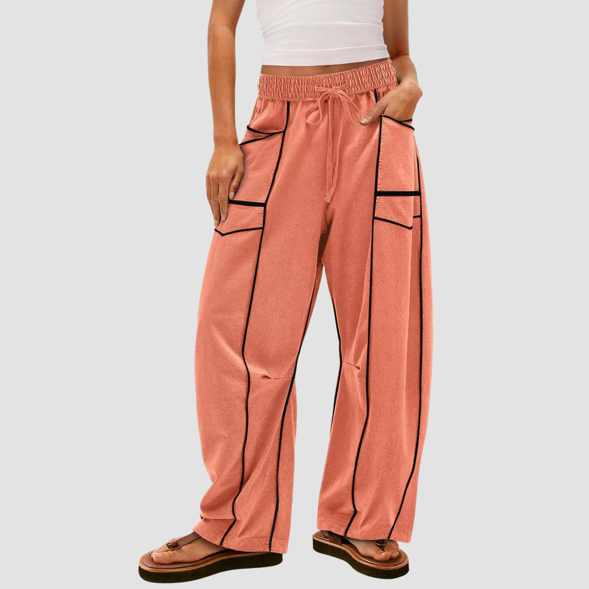 Noir | Pantaloni a gamba larga a righe
