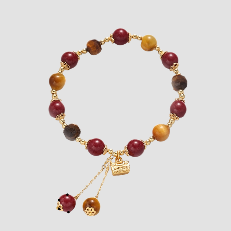 Mara | Bracciale con perline cinabro e pietra