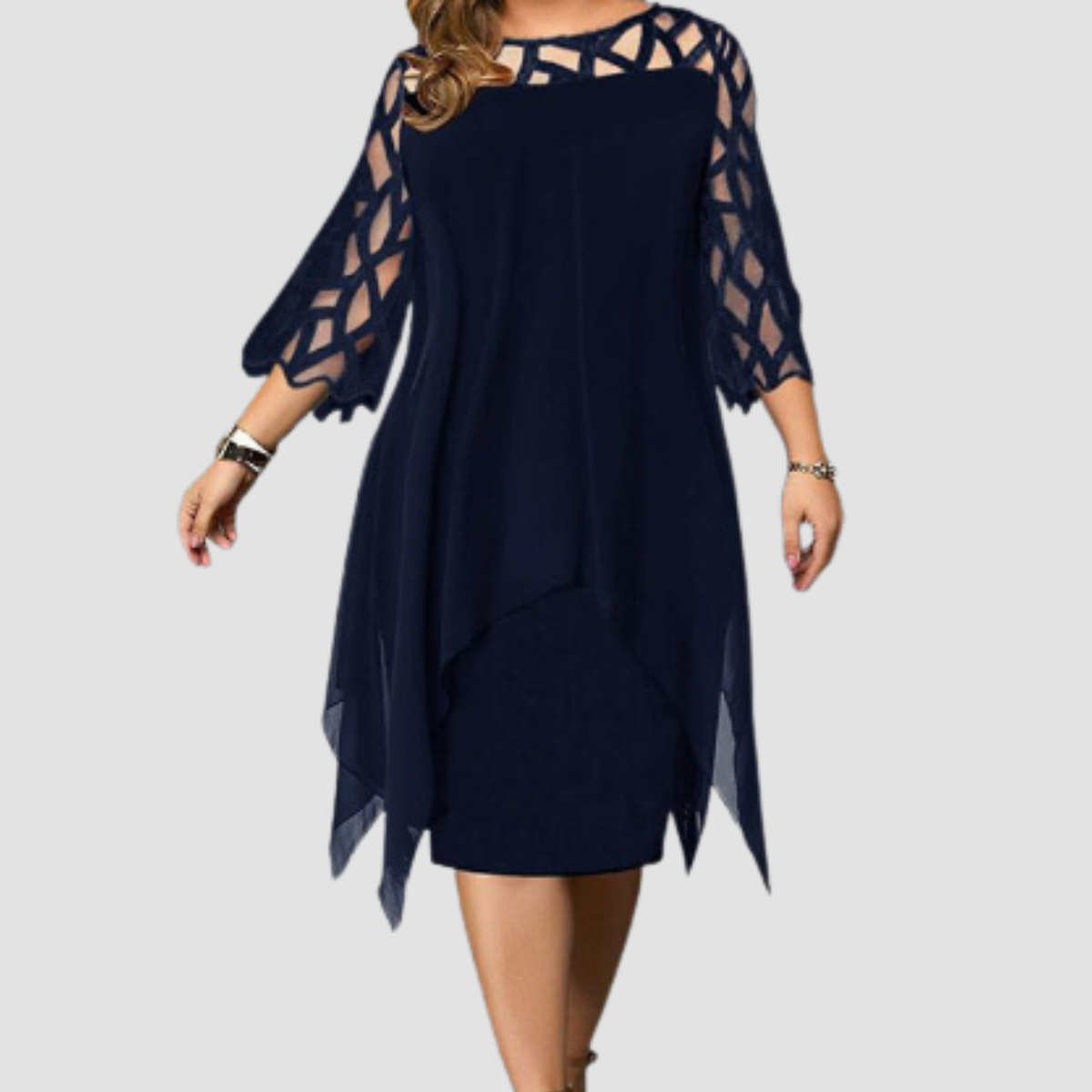 Novea | Abito in chiffon con inserti in pizzo