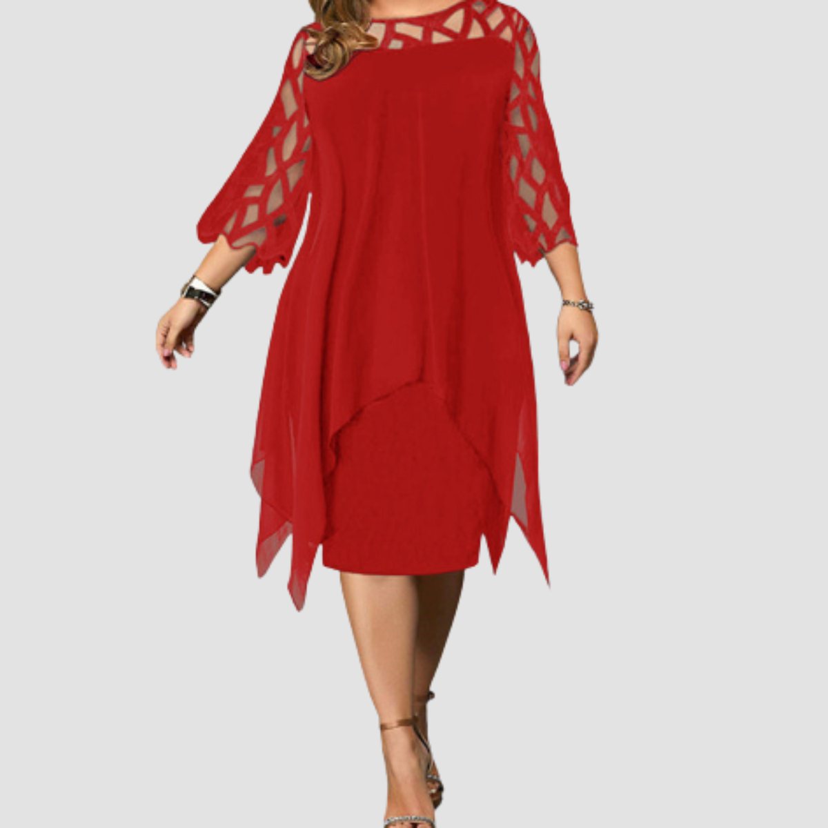Novea | Abito in chiffon con inserti in pizzo