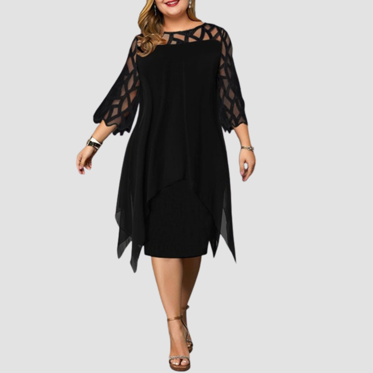 Novea | Abito in chiffon con inserti in pizzo
