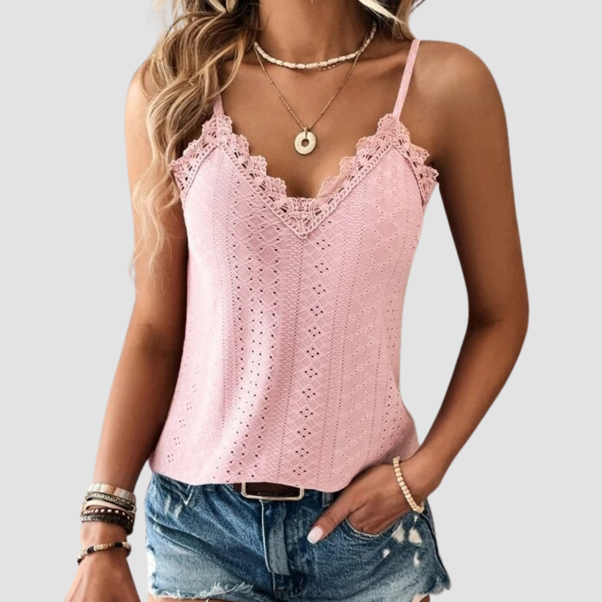 Lara | Top in pizzo scollo a V