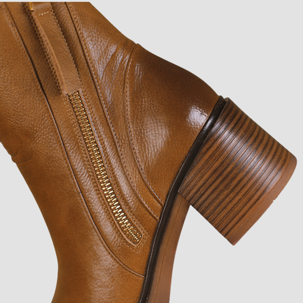 Kaia | Thick Heel Brown Ankle Boots