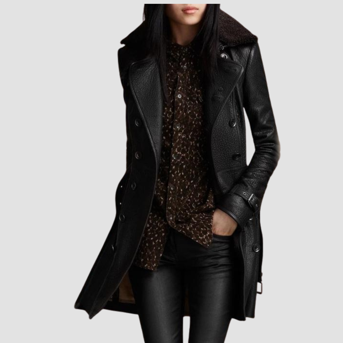 Aven | Cappotto slim-fit in pelle