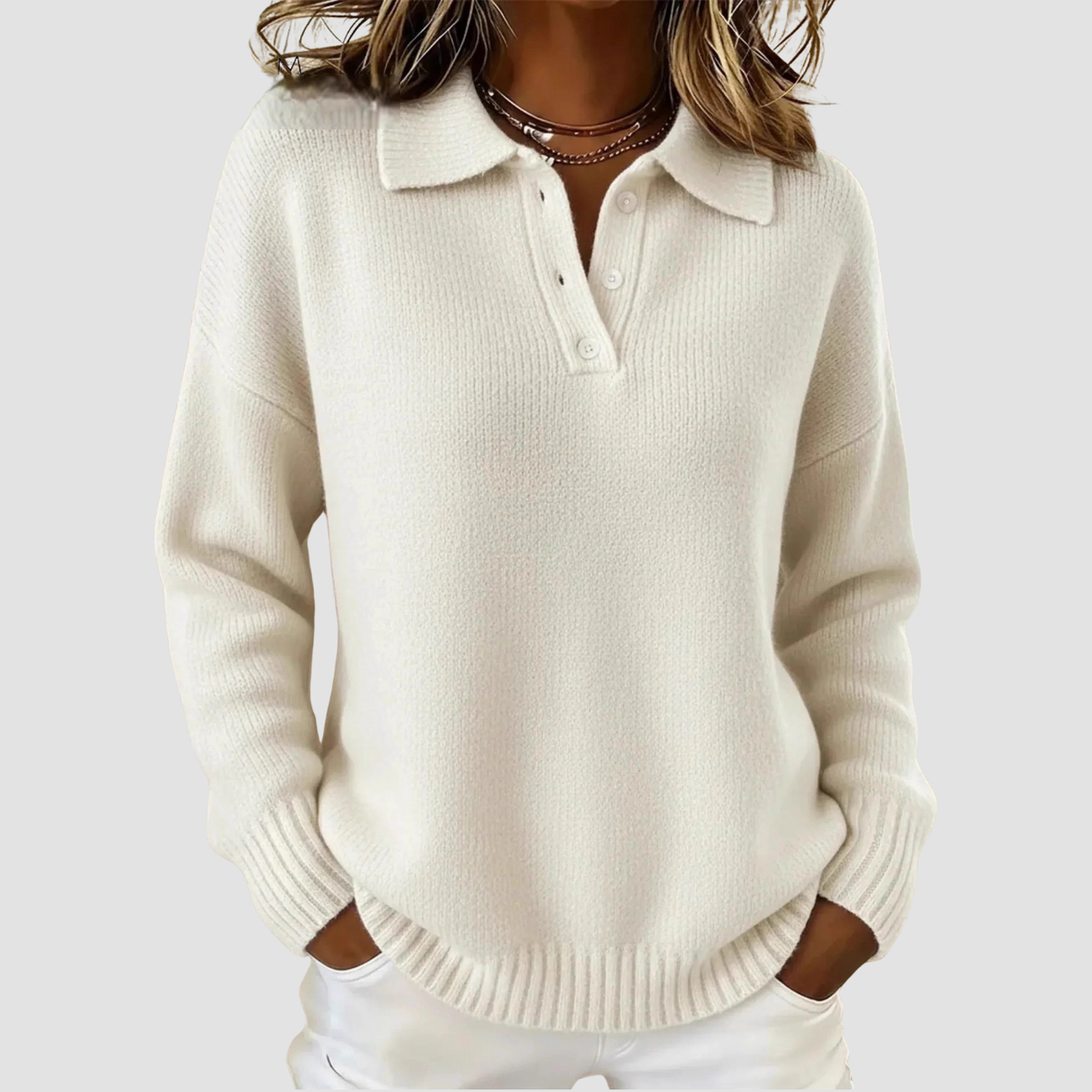 Cleo | Maglione a Maniche Lunghe con Bottoni