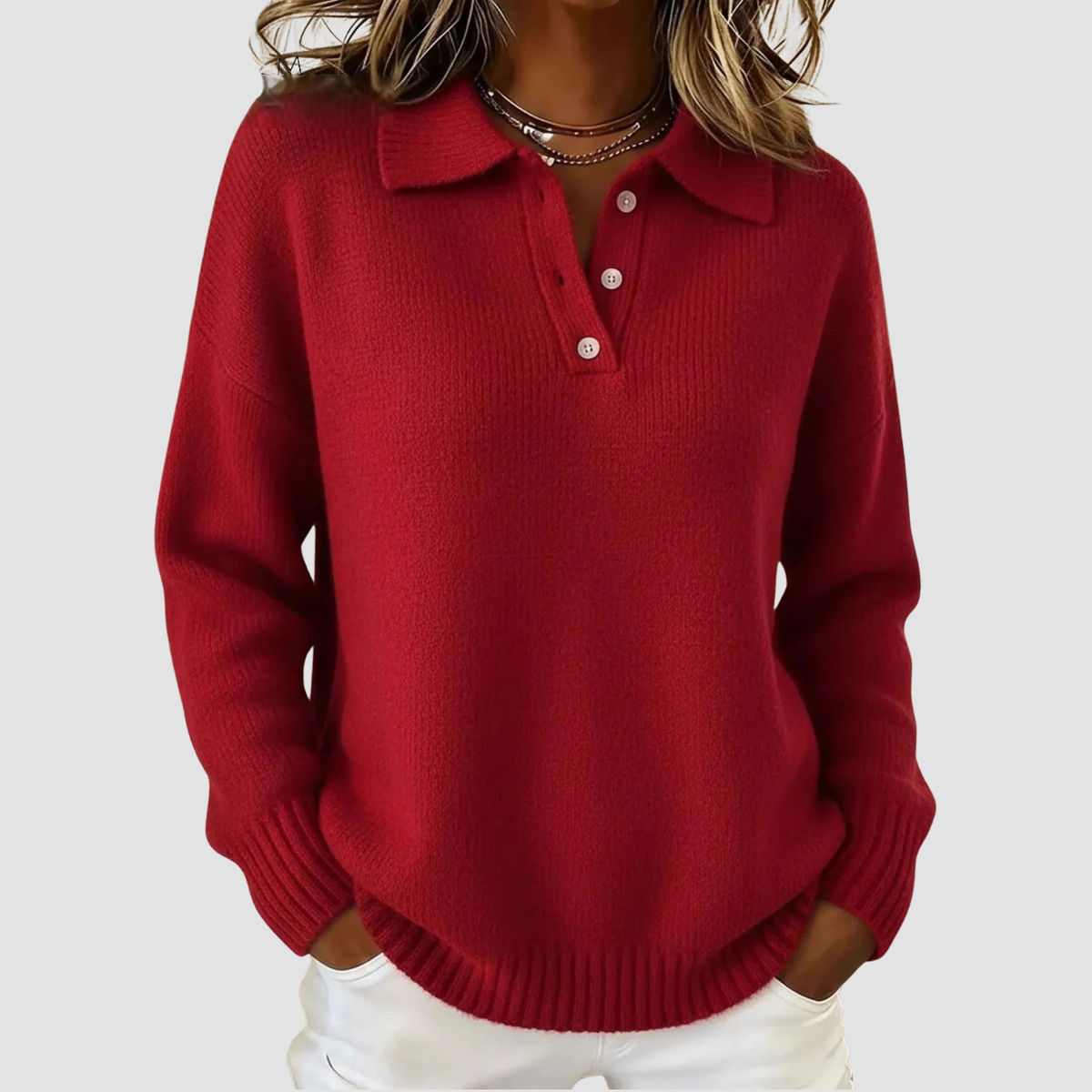 Cleo | Maglione a Maniche Lunghe con Bottoni