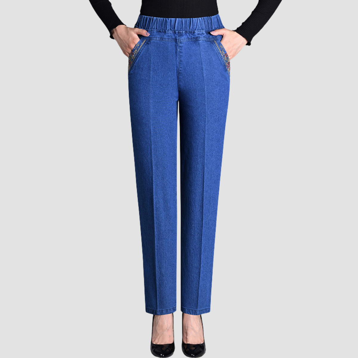 Noir | Jeans a vita alta a gamba dritta