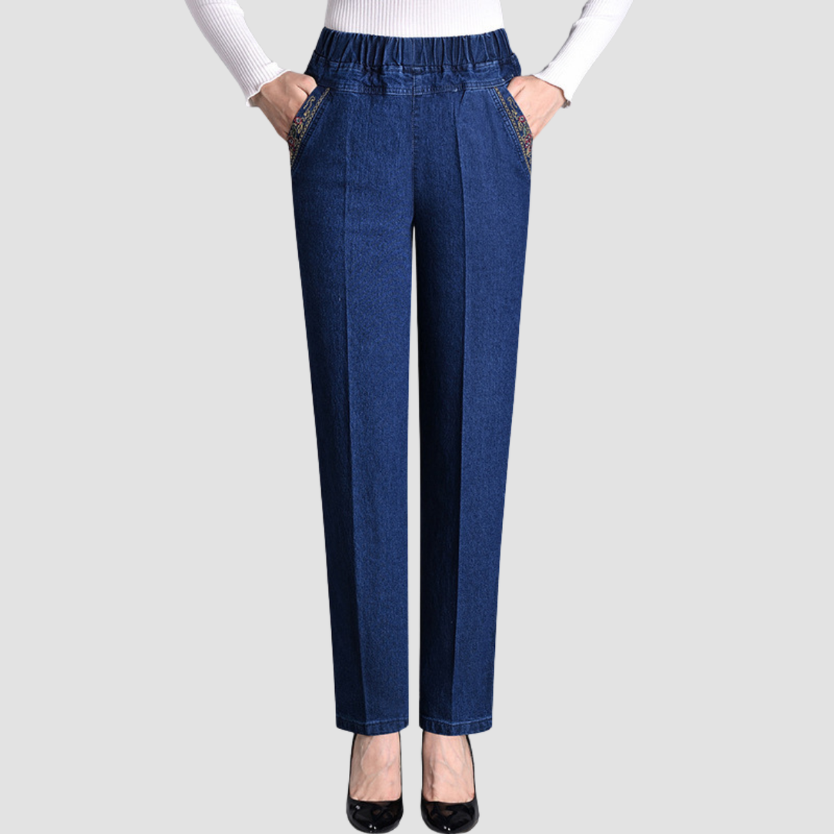 Noir | Jeans a vita alta a gamba dritta