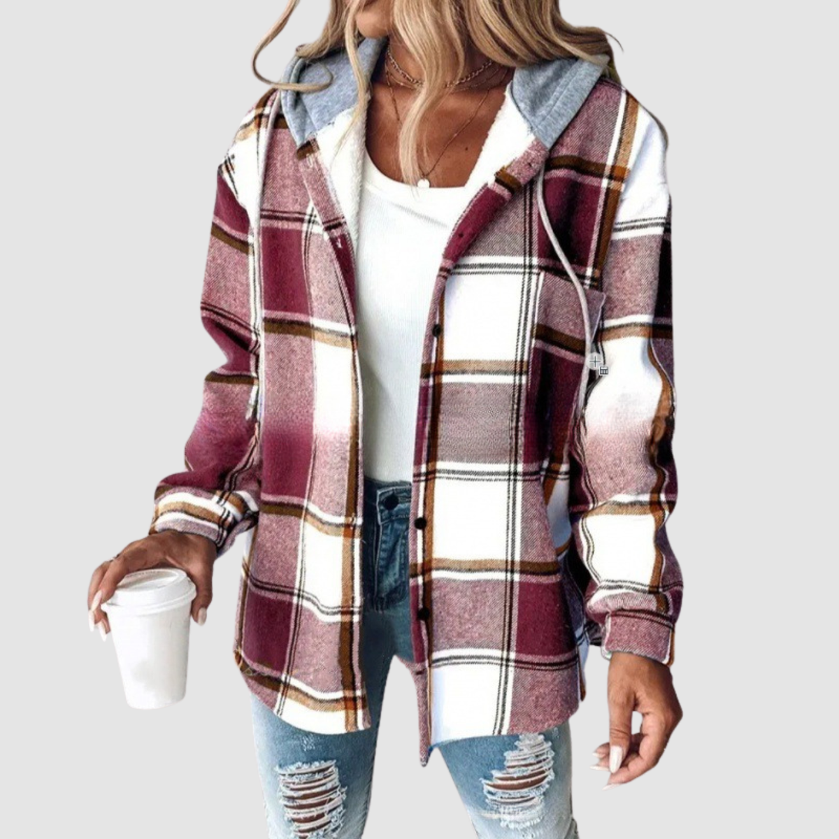 Aven | Giacca con cappuccio in plaid