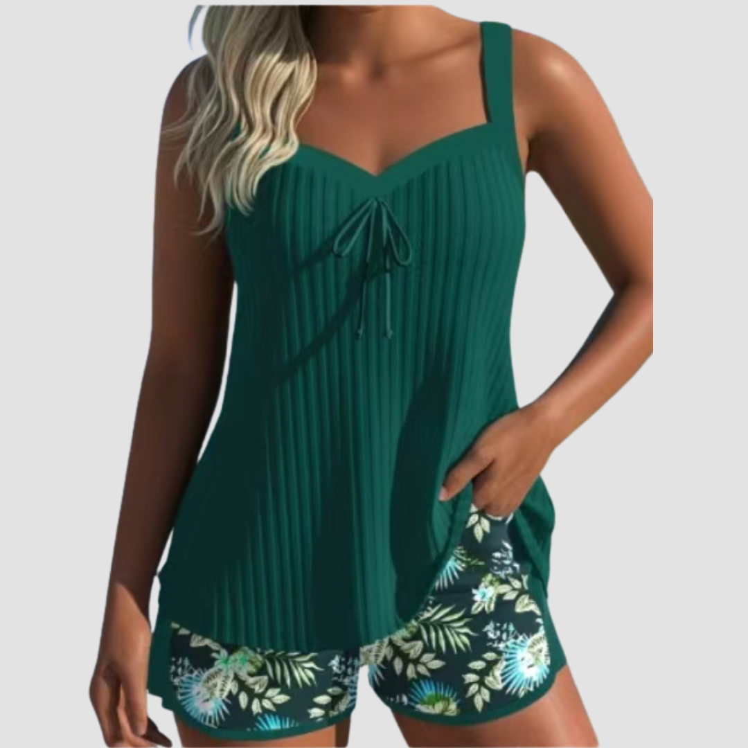 Carla | Costume da Bagno a Righe con Short da Spiaggia