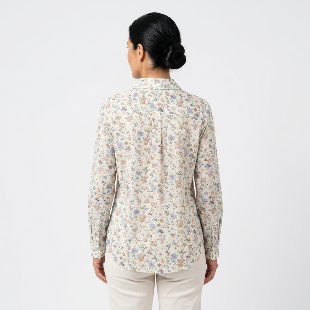 Elena - Blusa floral blanca delicada - vista trasera