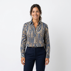 Noelia - Blusa paisley azul y beige - vista frontal