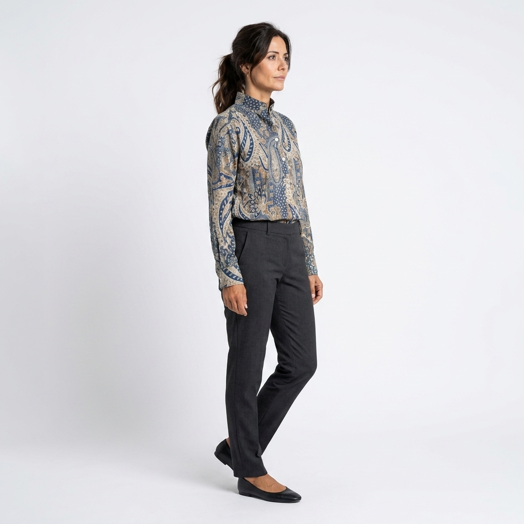 Noelia - Blusa paisley azul y beige - vista lateral