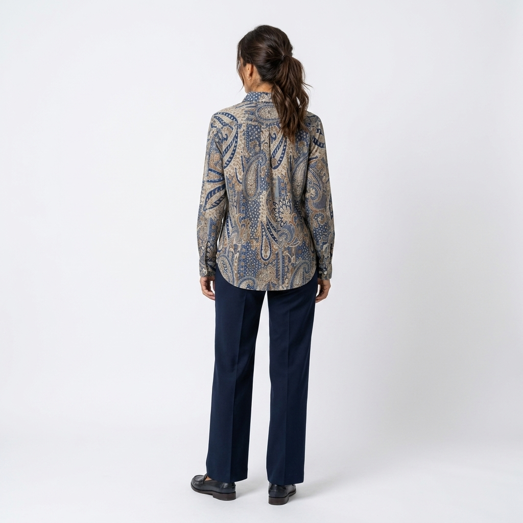 Noelia - Blusa paisley azul y beige - vista trasera
