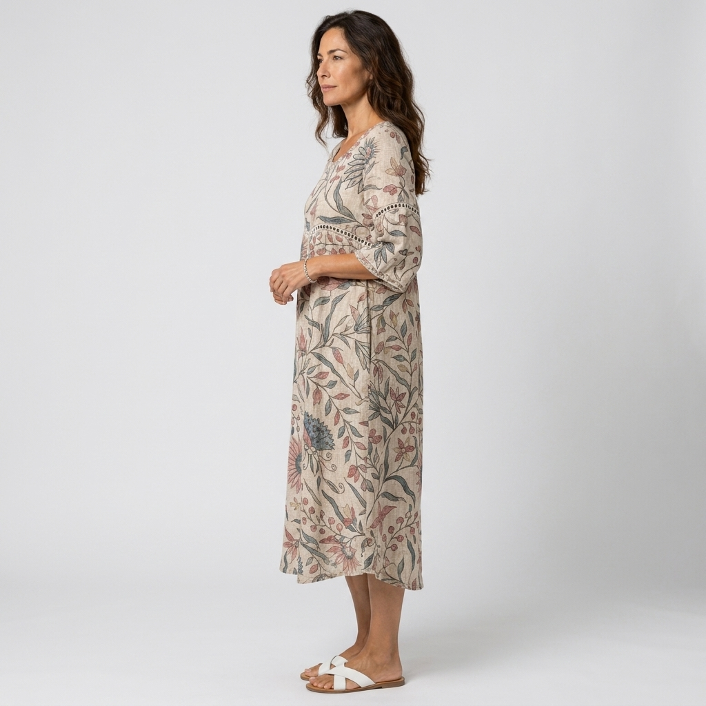 Vestido midi con estampado botánico - vista lateral
