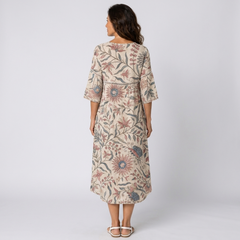 Vestido midi con estampado botánico - vista trasera