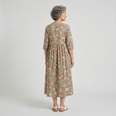 Vestido midi floral de corte relajado - vista trasera