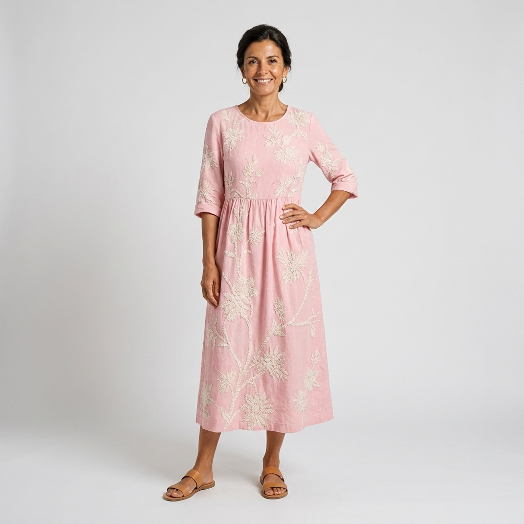 Vestido bordado floral - vista frontal