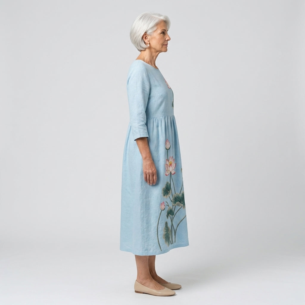 Vestido midi con bordados - vista lateral
