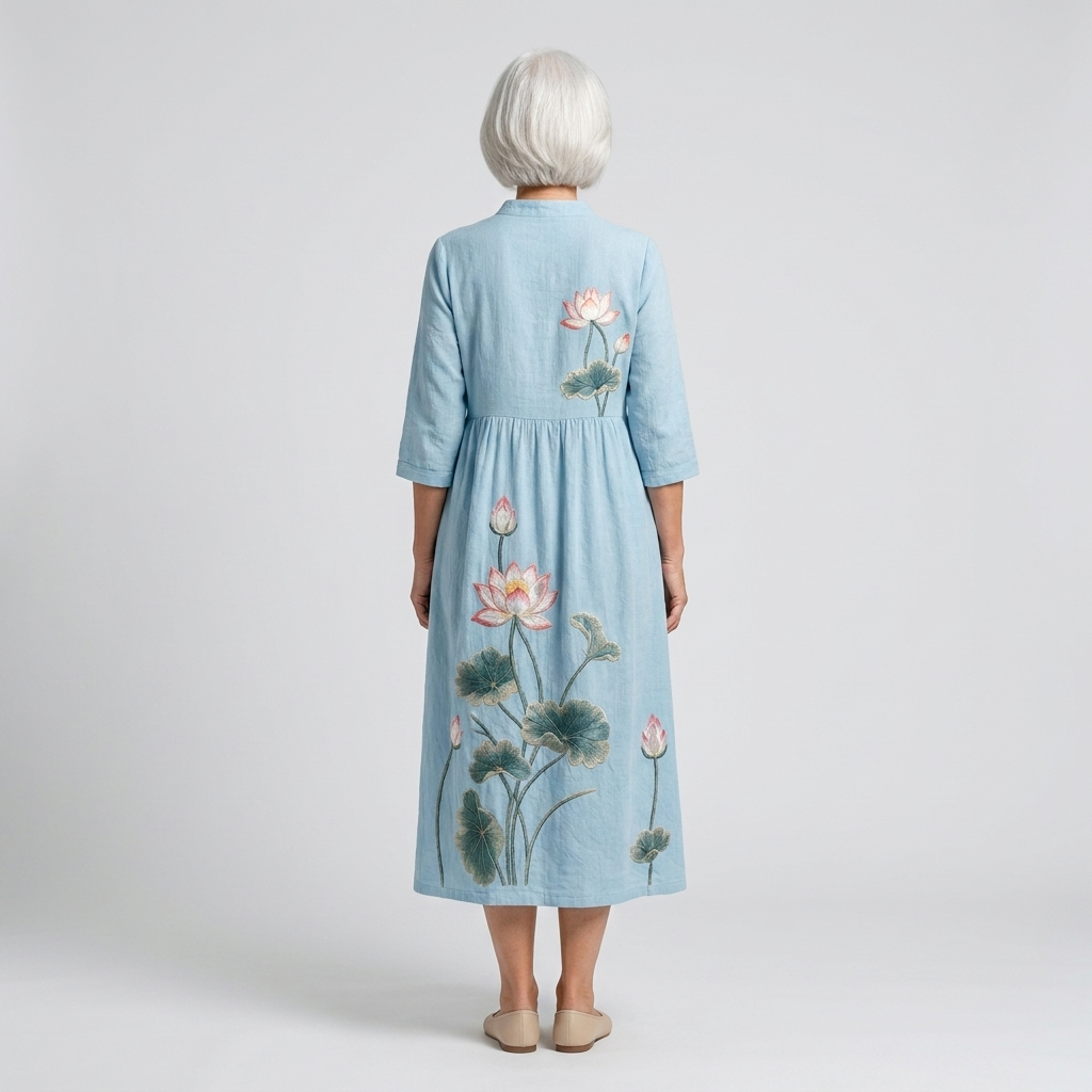 Vestido midi con bordados - vista trasera