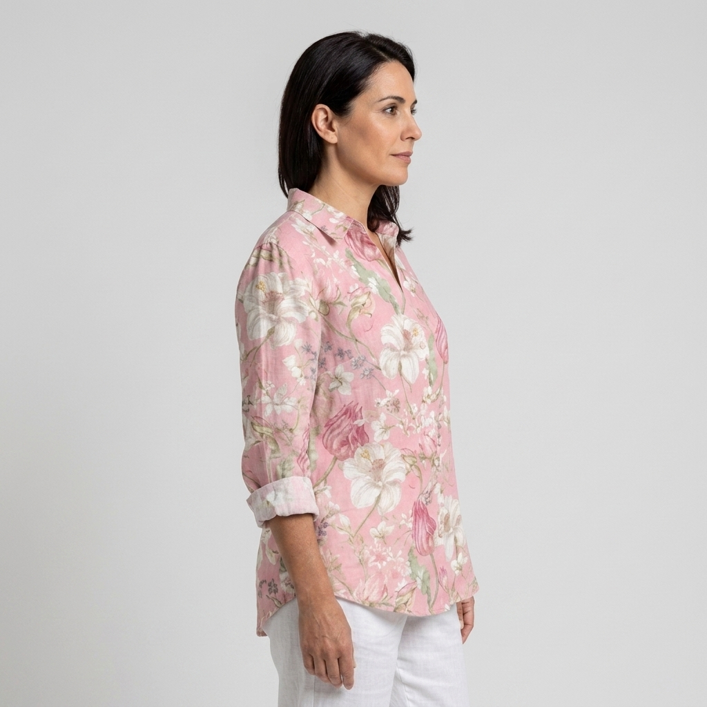 Florencia - Blusa floral rosa pastel - vista lateral