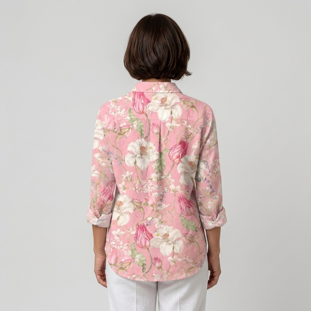 Florencia - Blusa floral rosa pastel - vista trasera