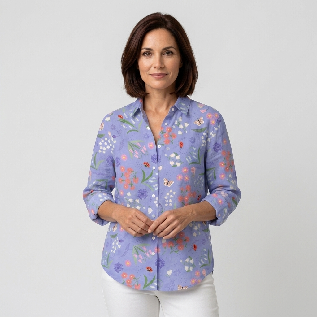 Amelia - Blusa floral lila - vista frontal